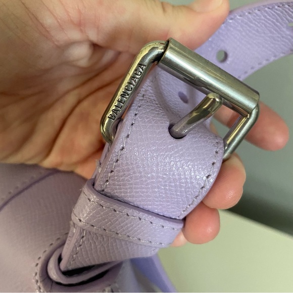 AUTH BALENCIAGA Hourglass Downtown Lilac Shoulder Bag crossbody - Picture 9 of 13